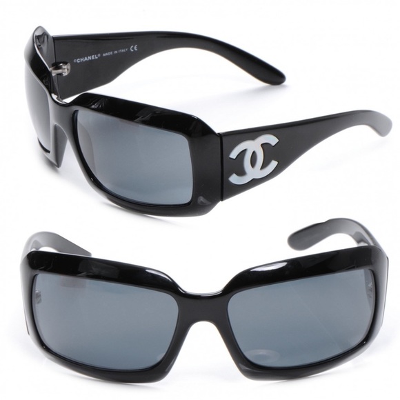 Chanel CC Mother Of Pearl Black Square Acetate Sunglasses Tinted Lenses - Picture 2 of 13